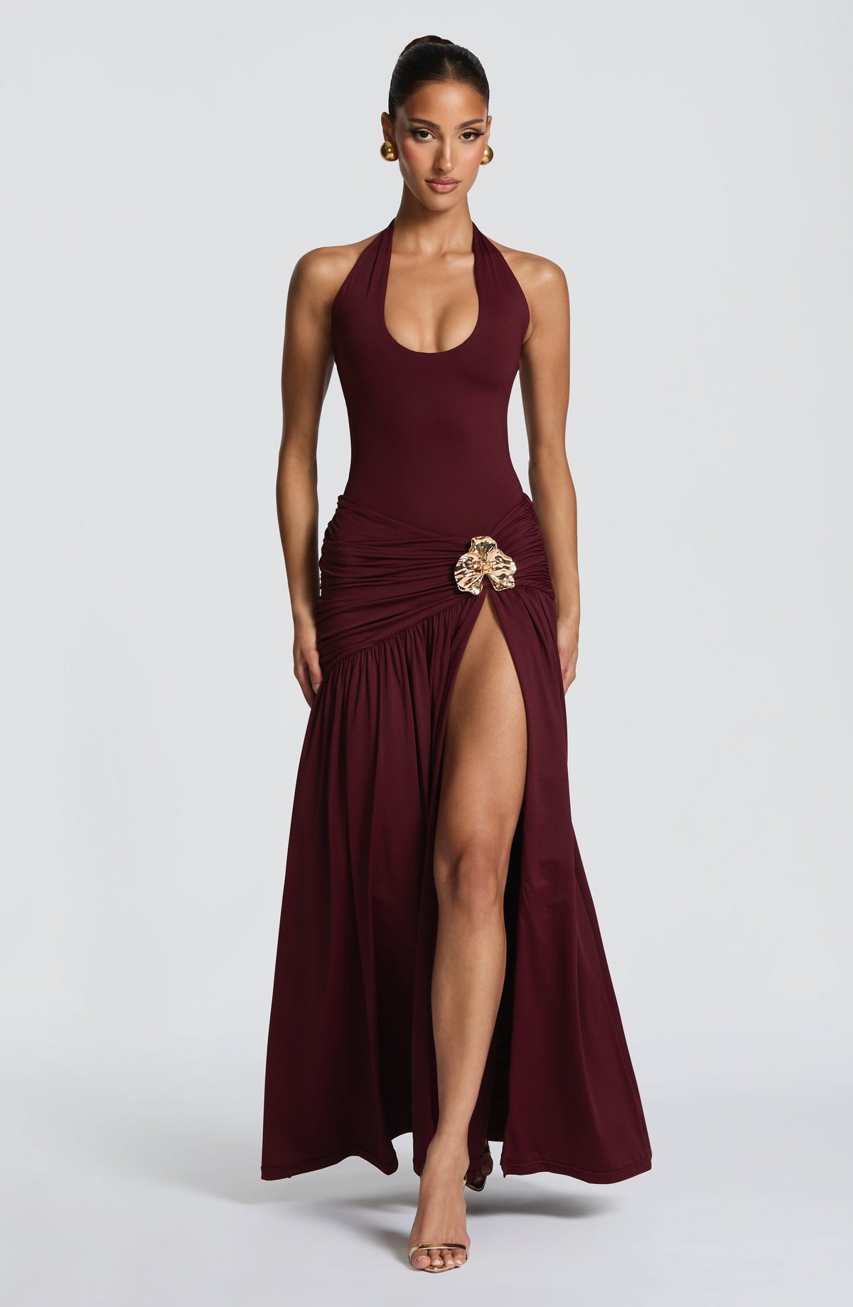 Flourenne Sairina Maxi Skirt in Cherry Lacquer