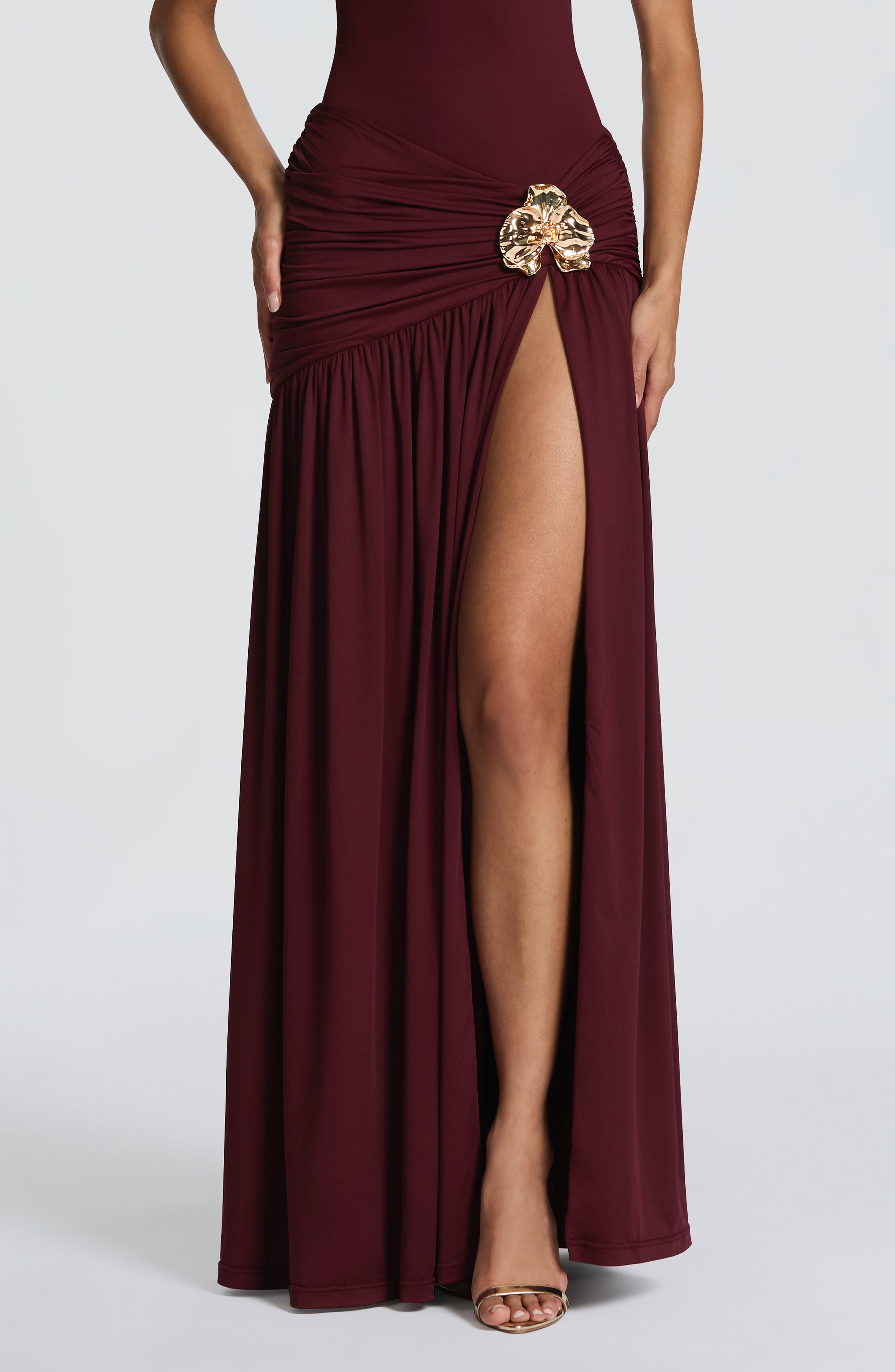 Flourenne Sairina Maxi Skirt in Cherry Lacquer