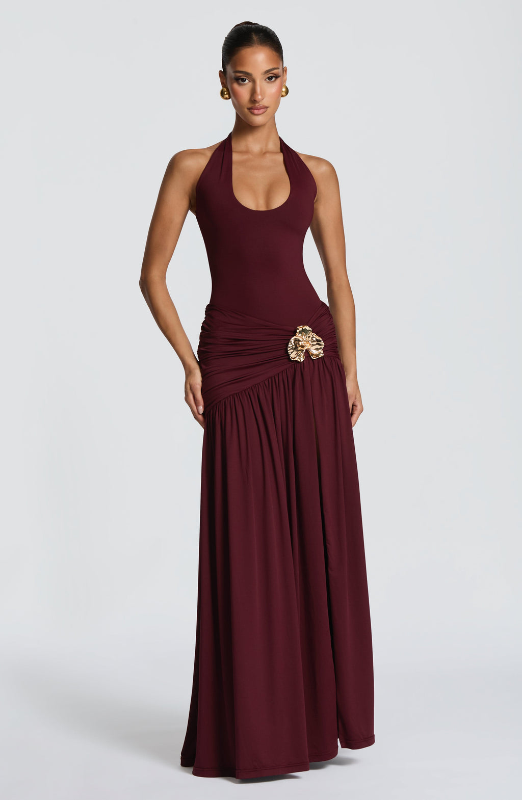 Flourenne Sairina Maxi Skirt in Cherry Lacquer