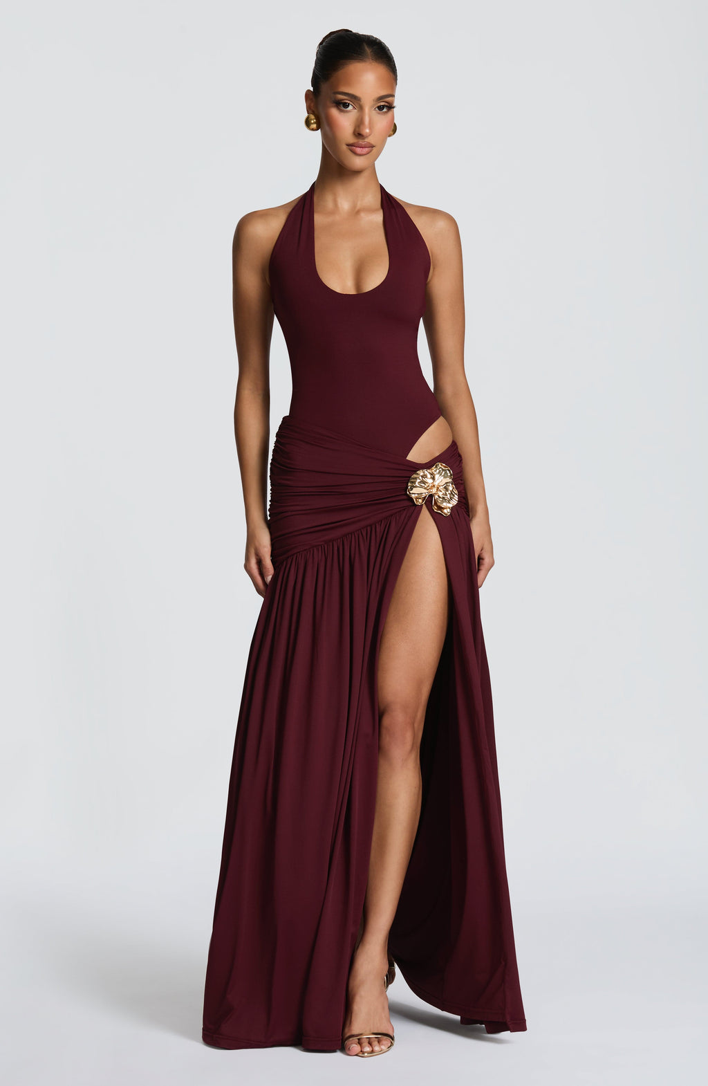 Flourenne Sairina Maxi Skirt in Cherry Lacquer