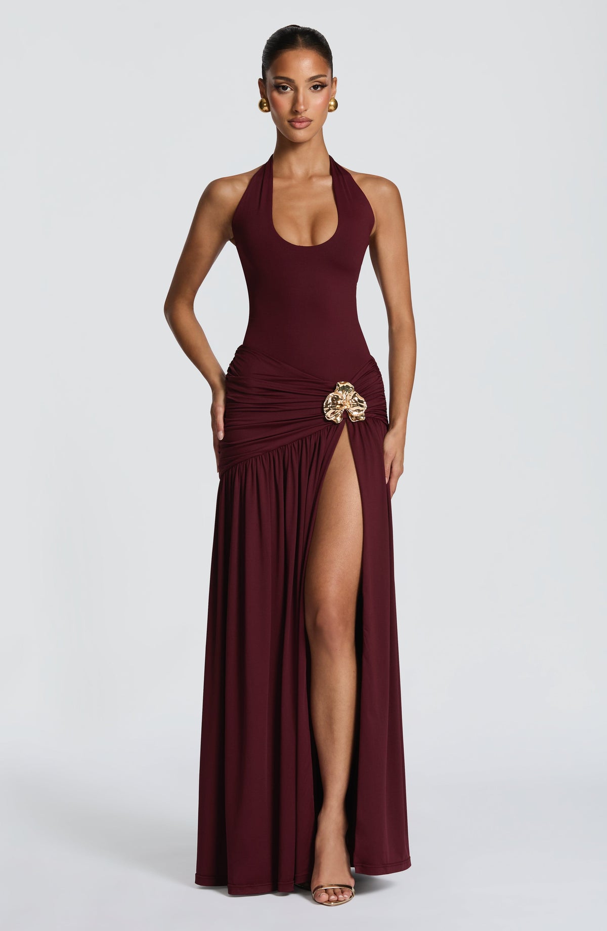 Flourenne Sairina Maxi Skirt in Cherry Lacquer