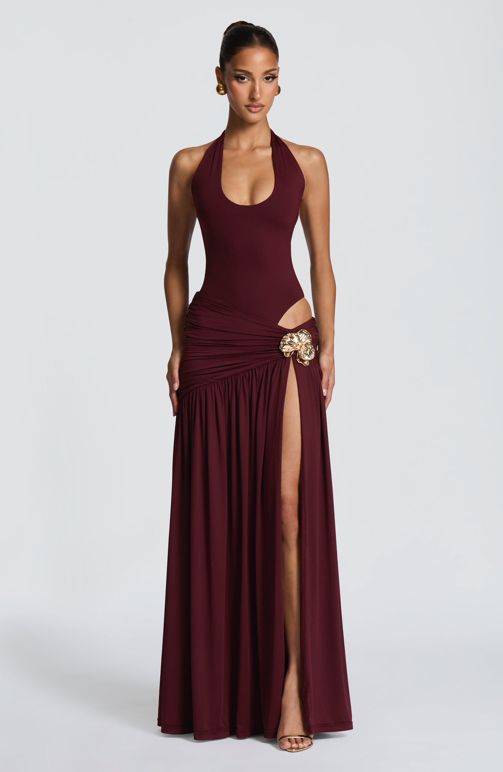 Flourenne Sairina Maxi Skirt in Cherry Lacquer