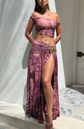 Flourenne Sairina Maxi Skirt in Magenta Orchid Print