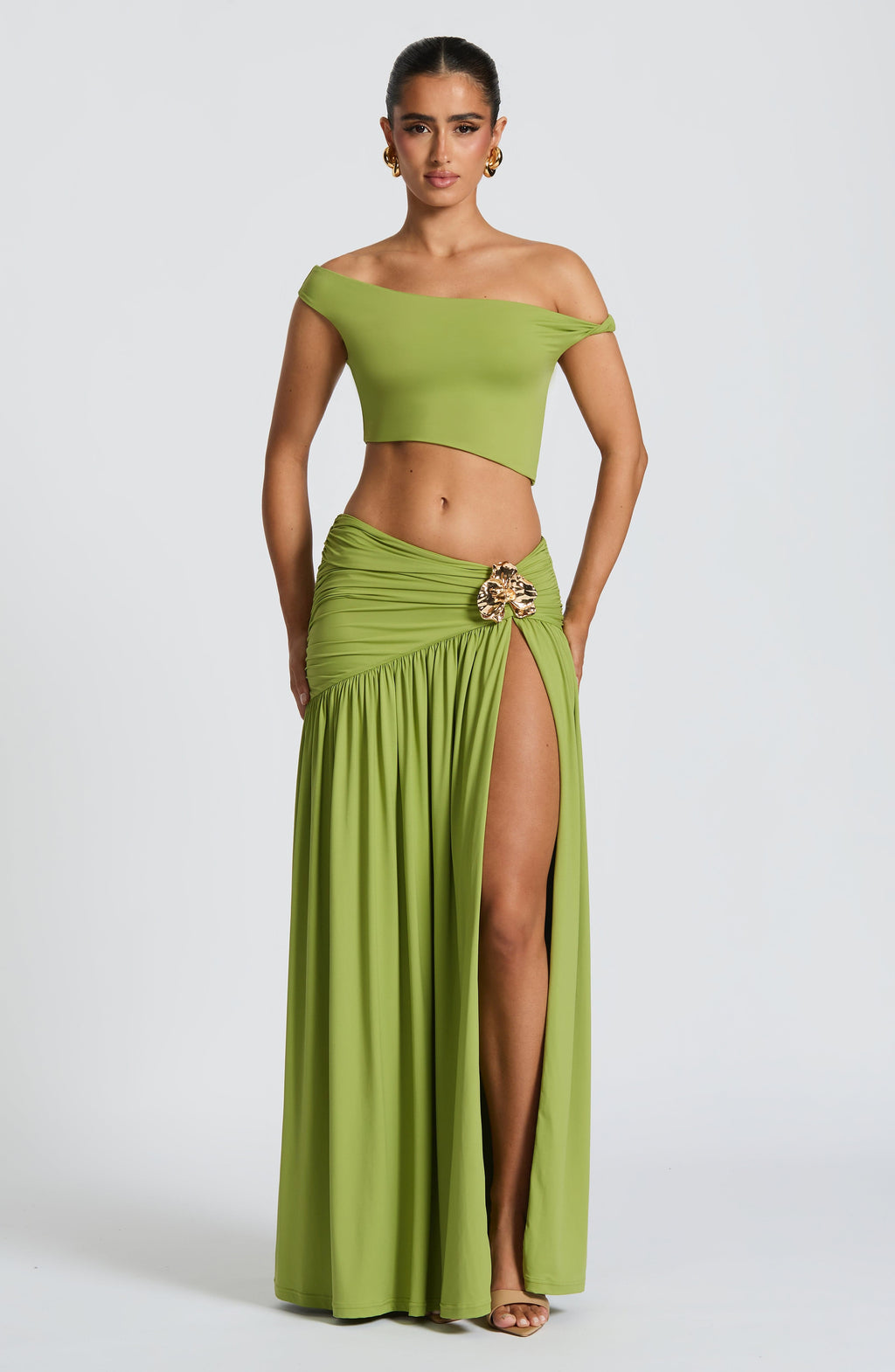 Flourenne Sairina Maxi Skirt in Olive