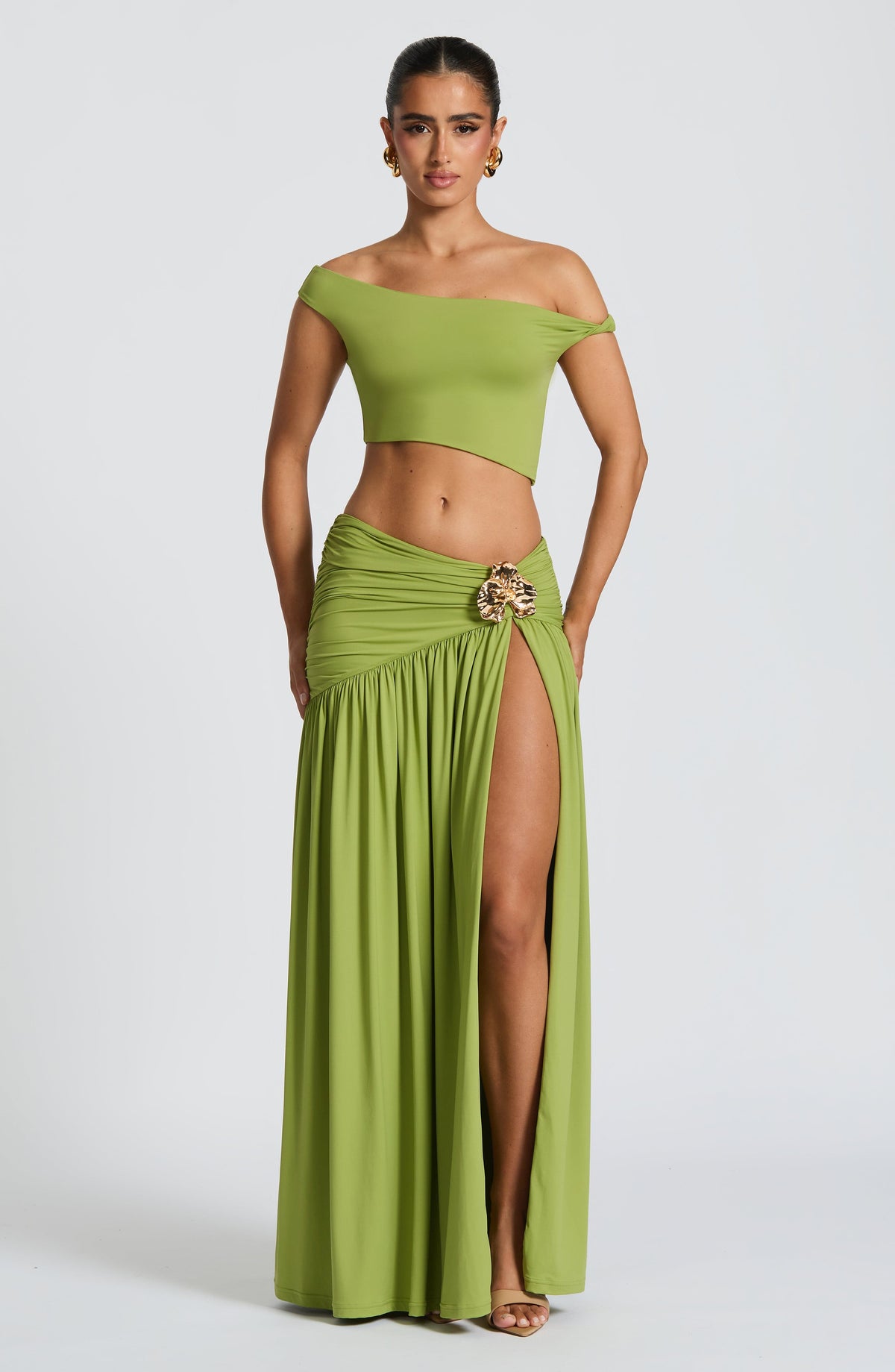 Flourenne Sairina Maxi Skirt in Olive