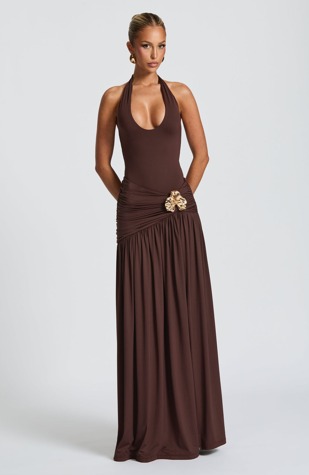 Flourenne Sairina Maxi Skirt in Plum Brown