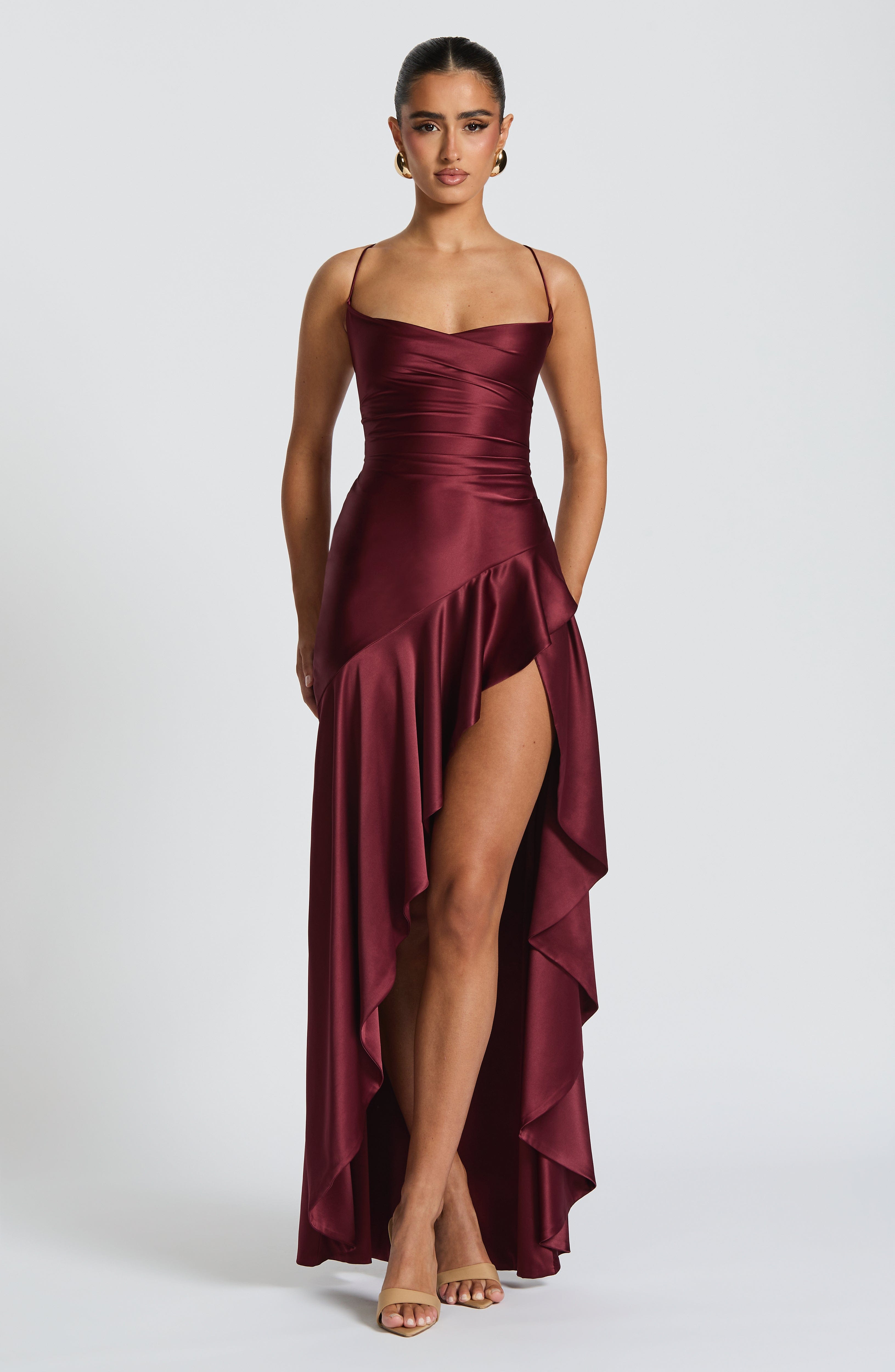 Flourenne Samara Maxi Dress in Cherry Lacquer
