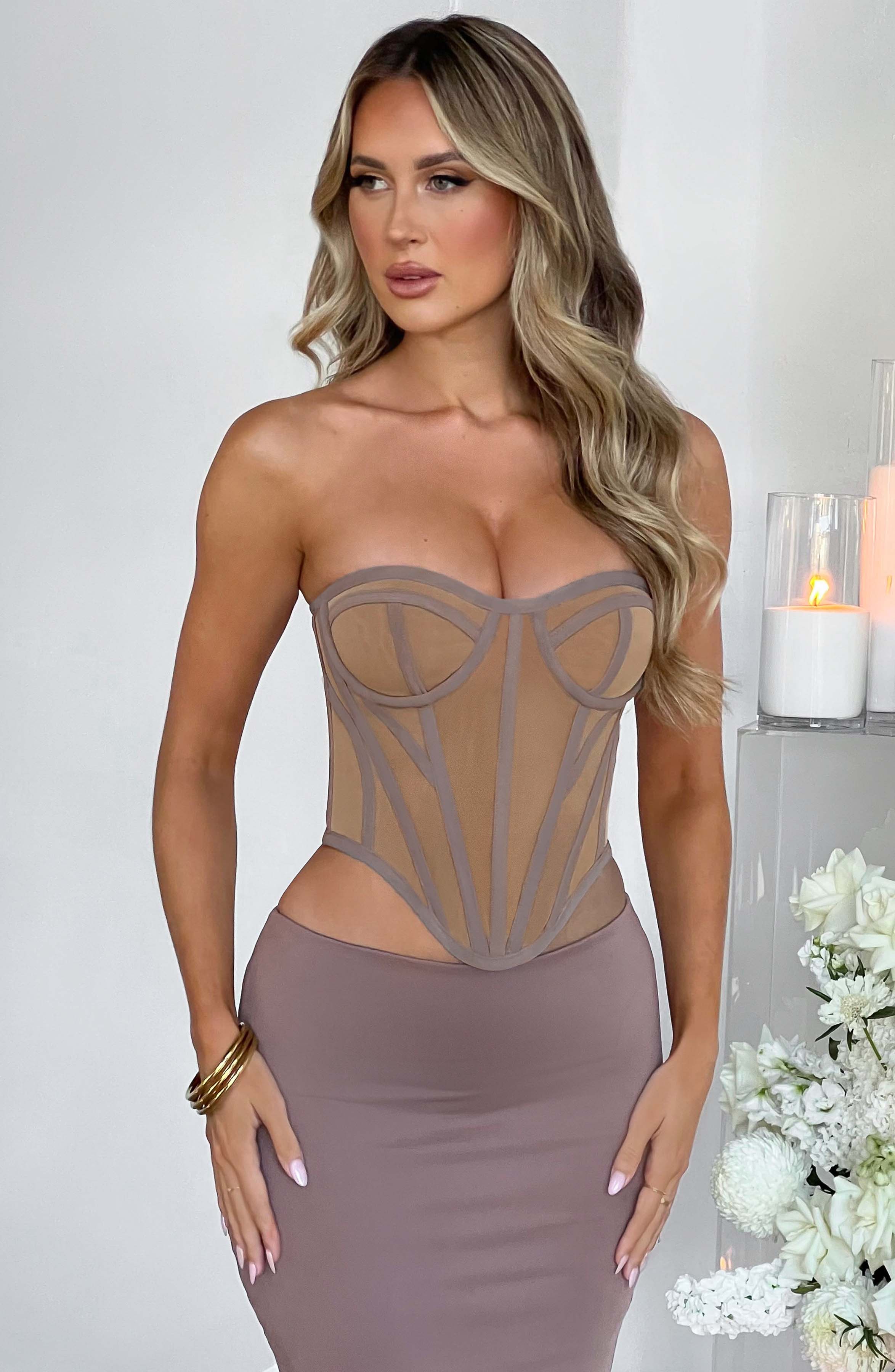 Flourenne Santina Corset in Chocolate Nude