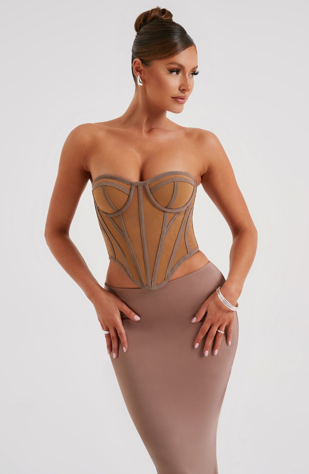 Flourenne Santina Corset in Chocolate Nude