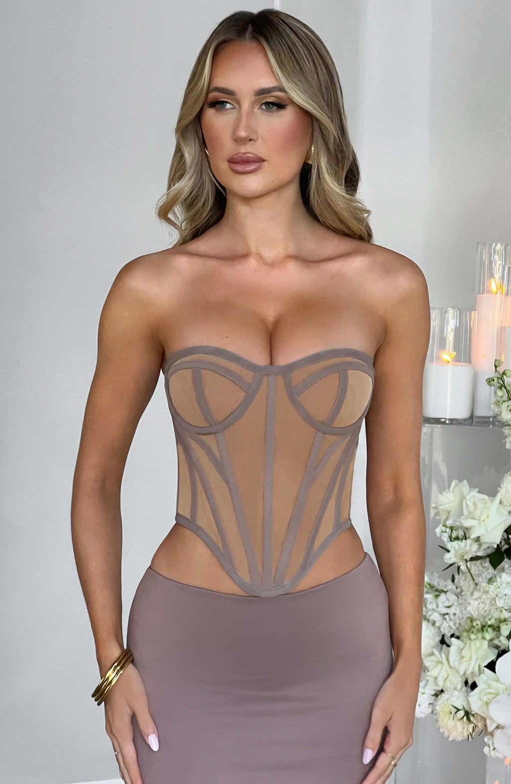 Flourenne Santina Corset in Chocolate Nude