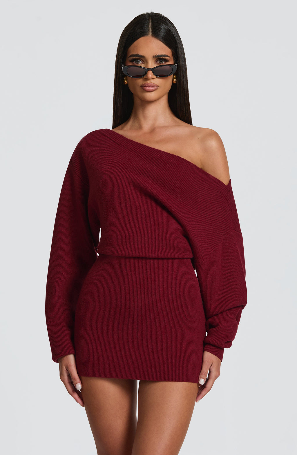 Flourenne Sawyn Mini Dress in Burgundy