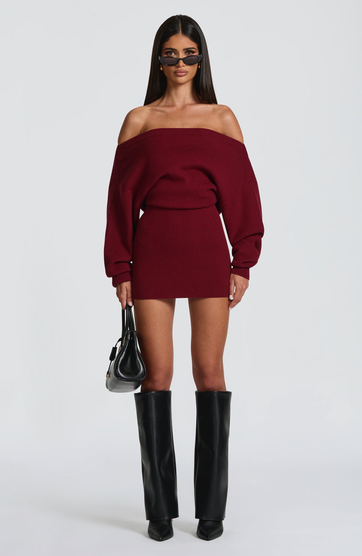 Flourenne Sawyn Mini Dress in Burgundy