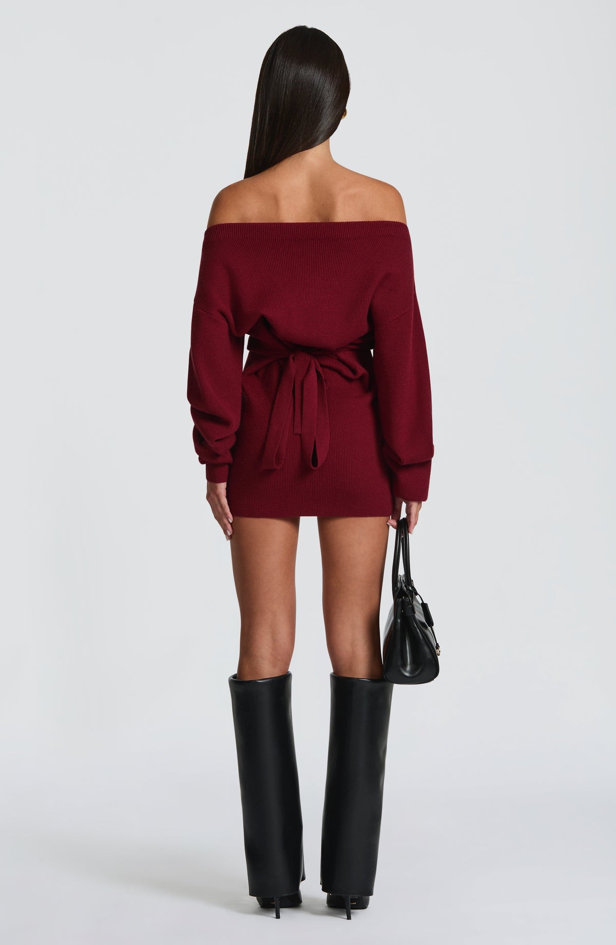 Flourenne Sawyn Mini Dress in Burgundy