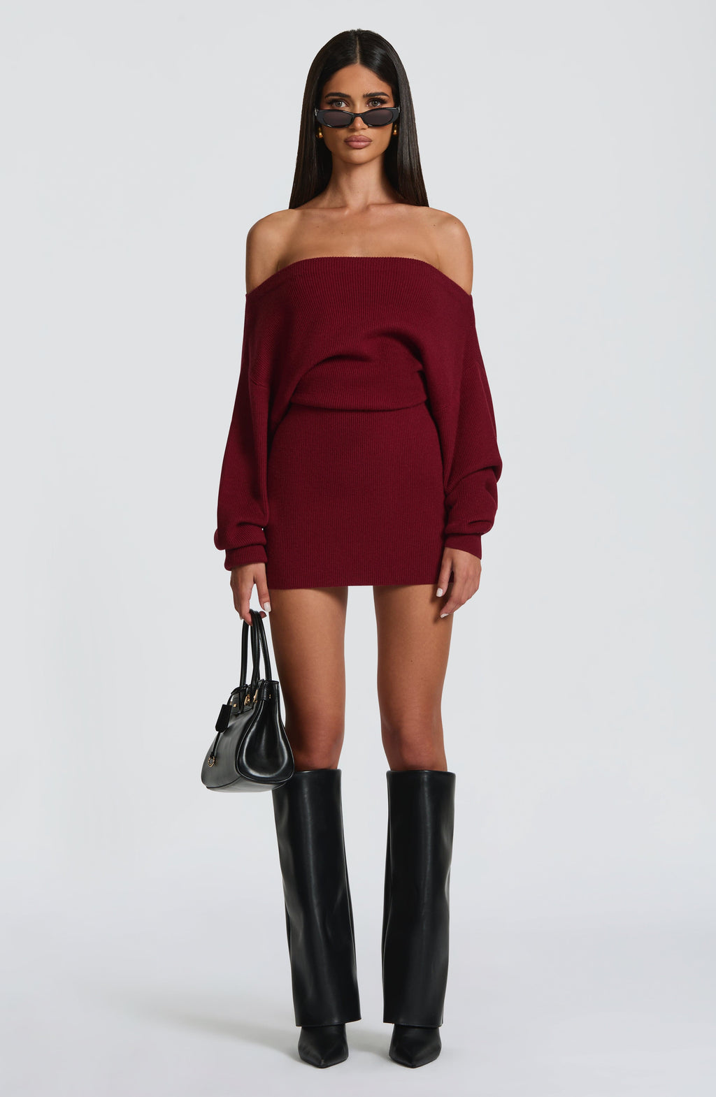 Flourenne Sawyn Mini Dress in Burgundy