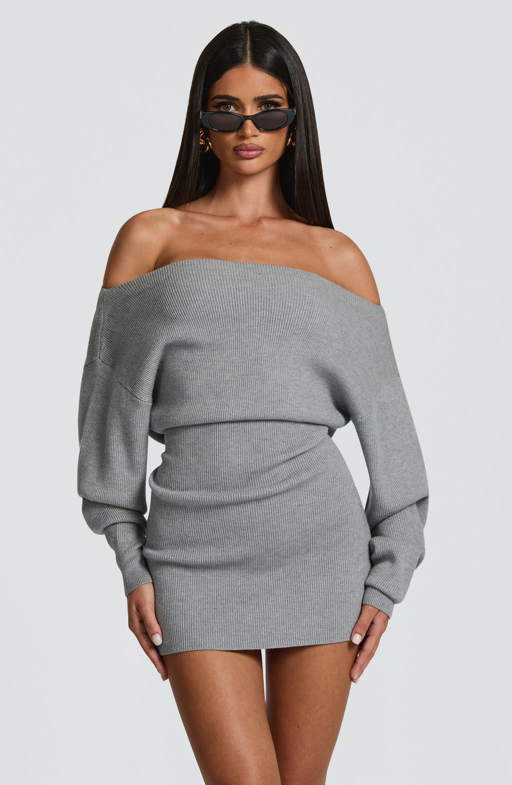 Flourenne Sawyn Mini Dress in Light Grey