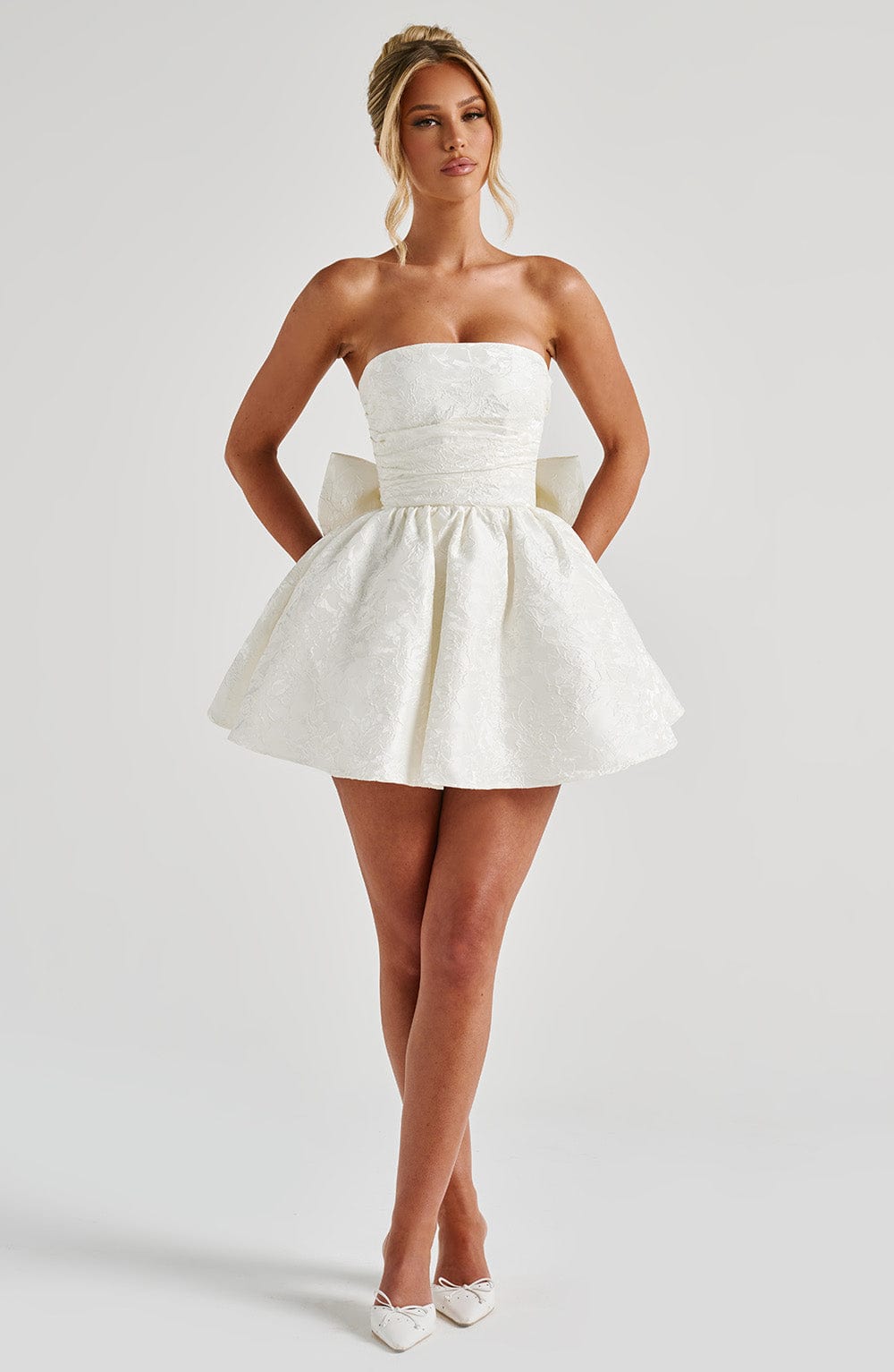 Flourenne Selene Mini Dress in Ivory
