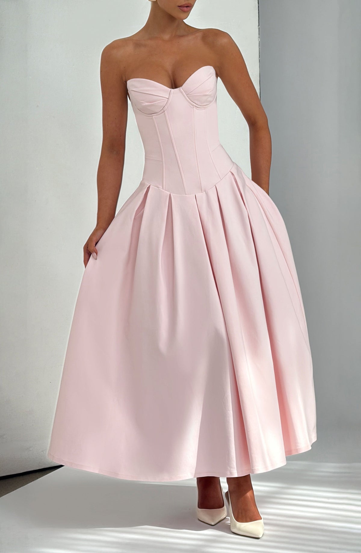 Flourenne Selma Midi Dress in Blush
