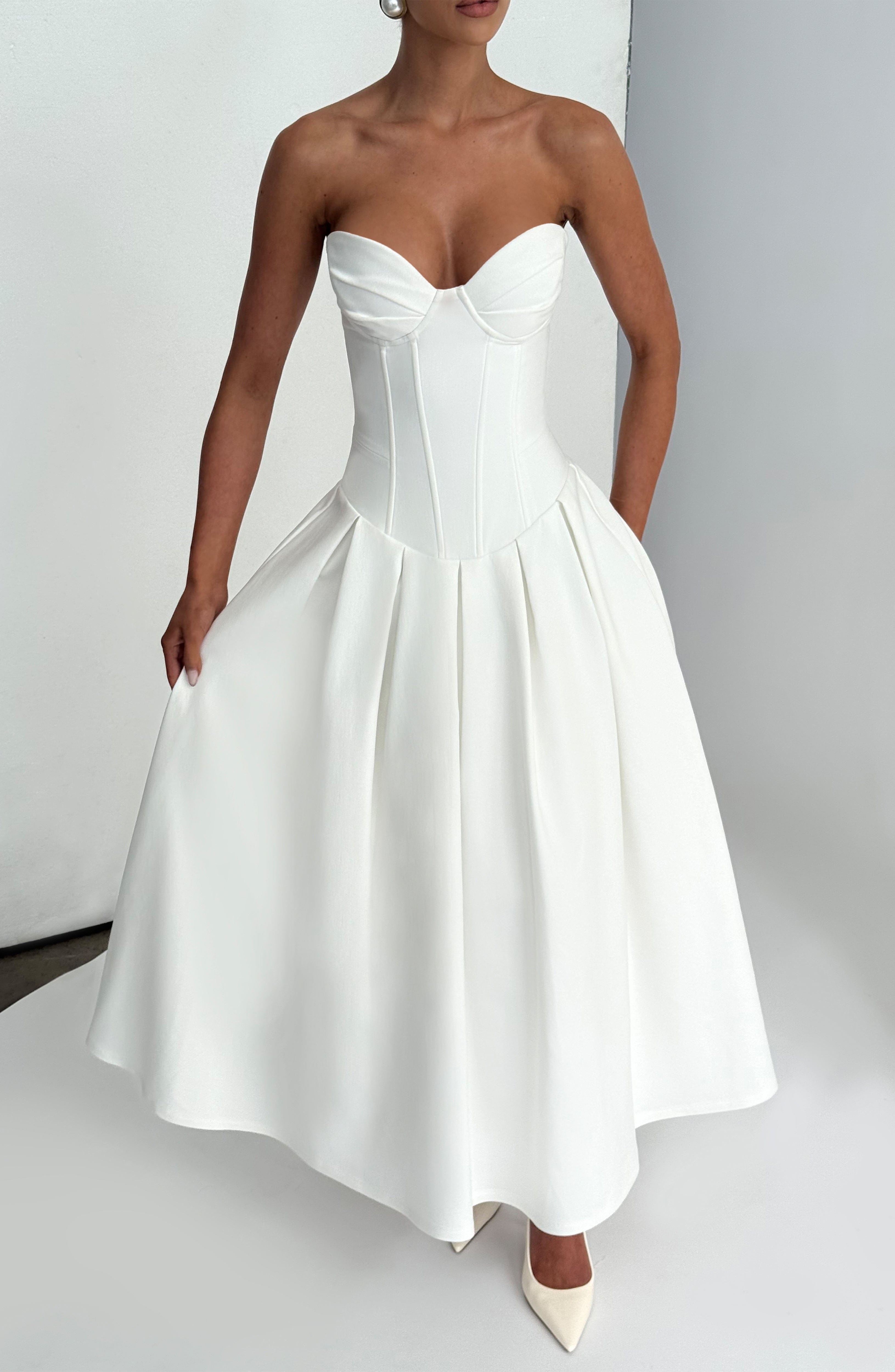 Flourenne Selma Midi Dress in Ivory
