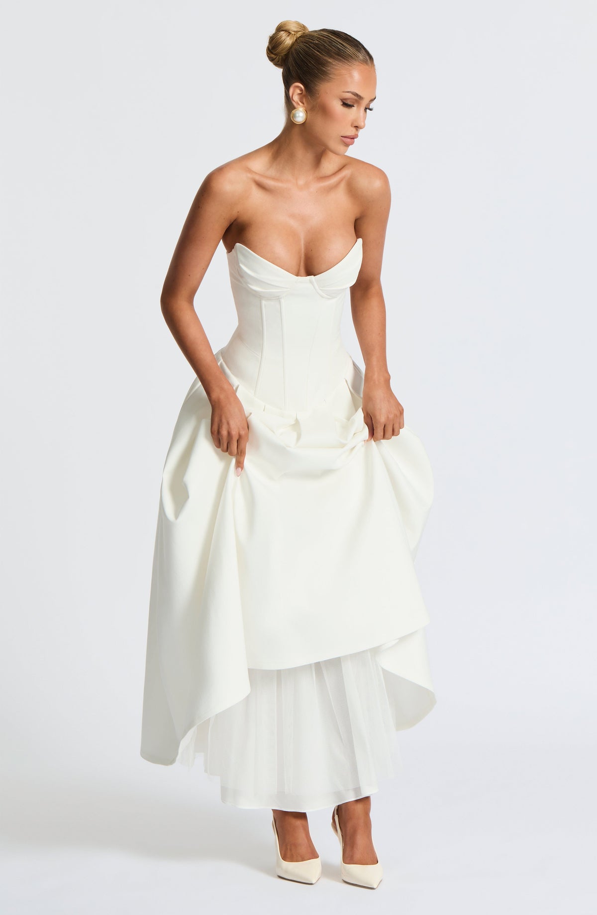 Flourenne Selma Midi Dress in Ivory