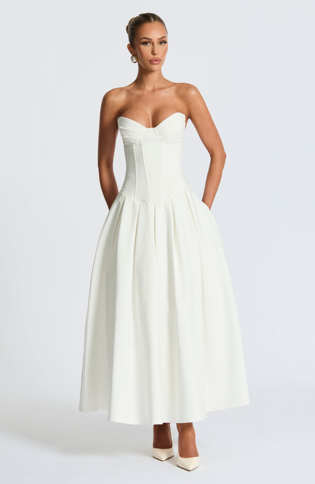 Flourenne Selma Midi Dress in Ivory