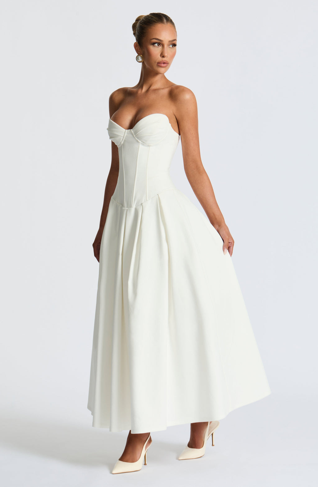 Flourenne Selma Midi Dress in Ivory