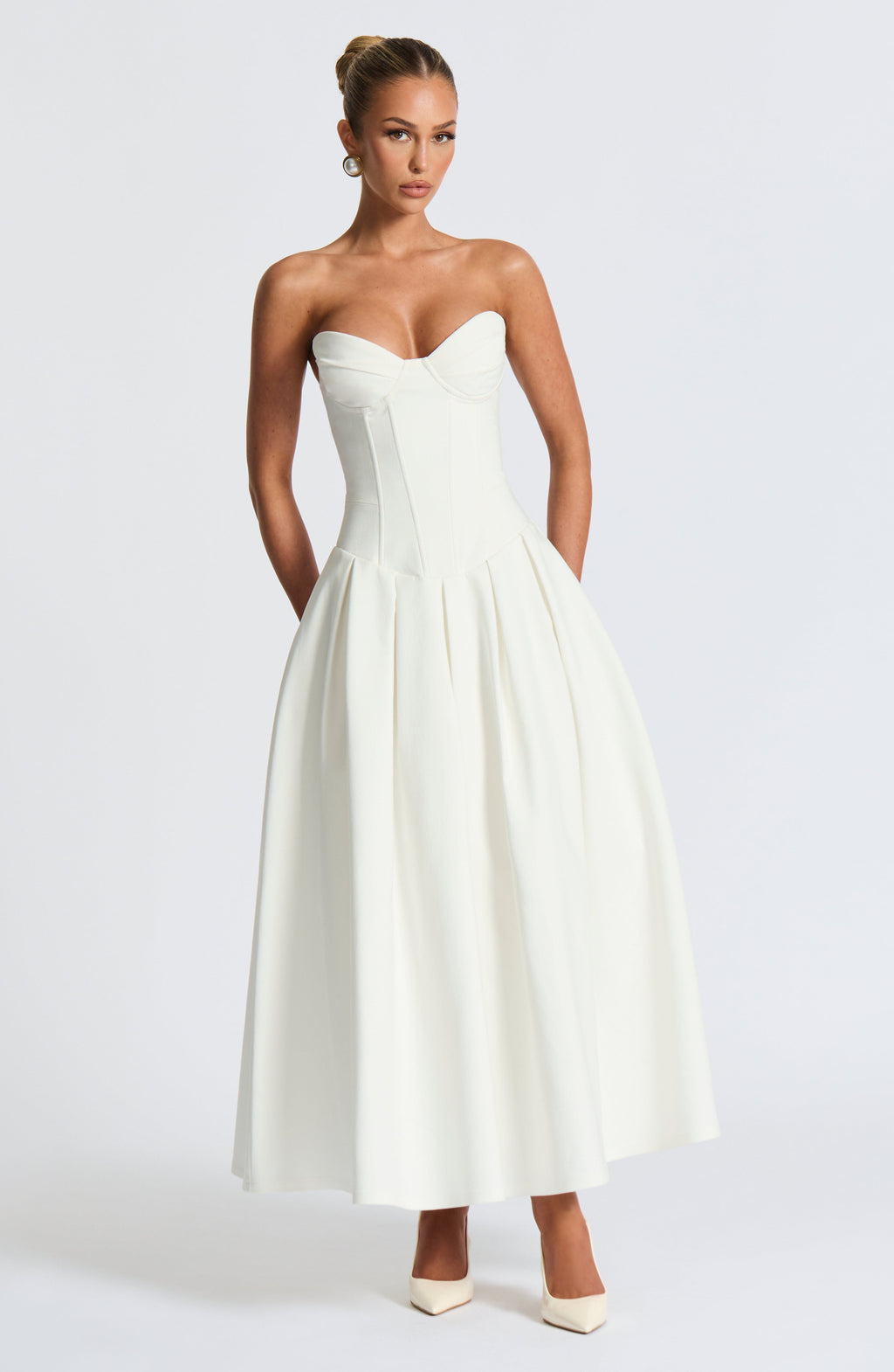 Flourenne Selma Midi Dress in Ivory