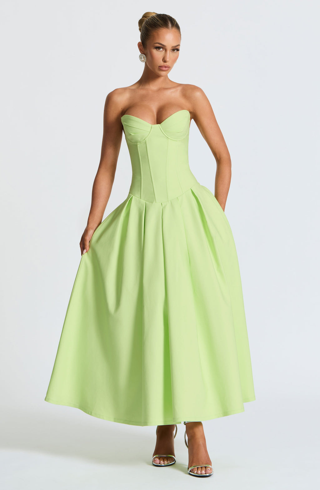 Flourenne Selma Midi Dress in Lime