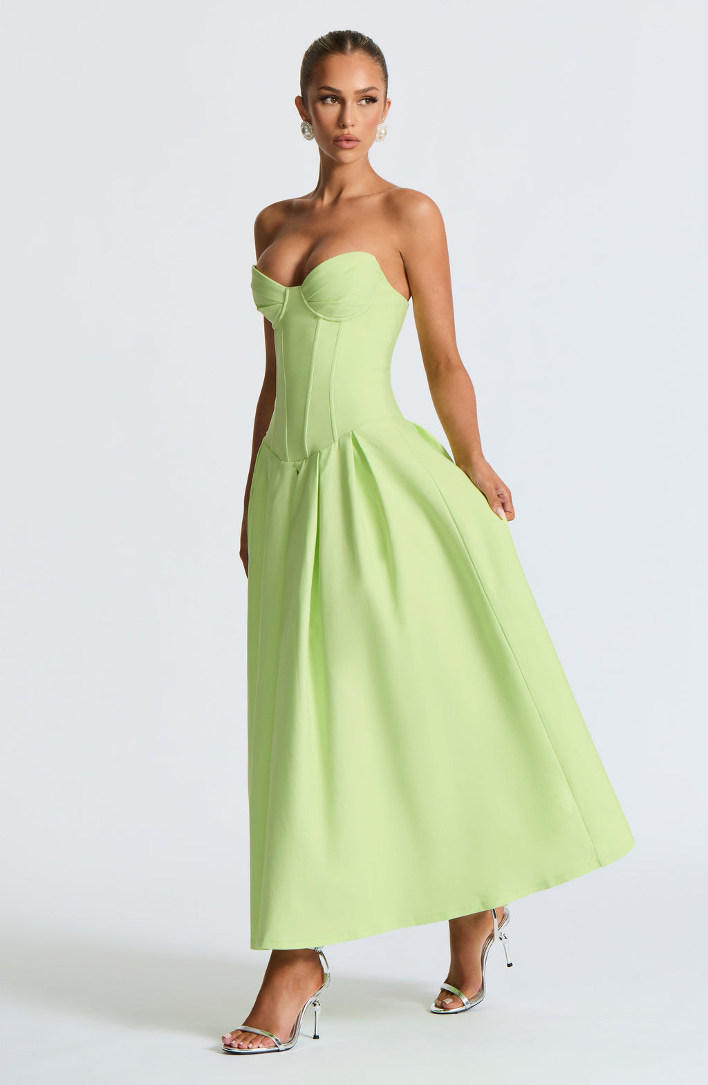 Flourenne Selma Midi Dress in Lime