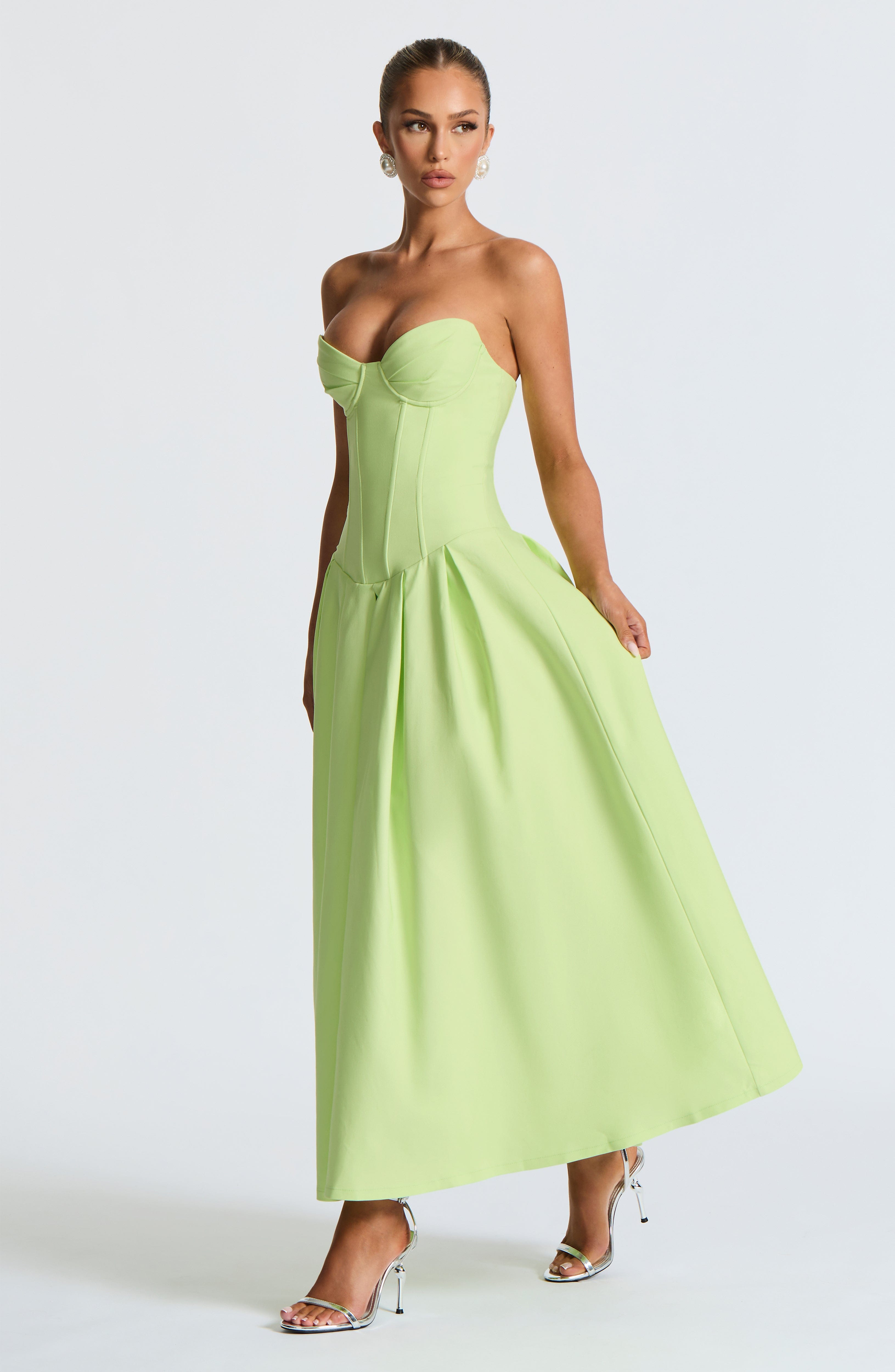 Flourenne Selma Midi Dress in Lime