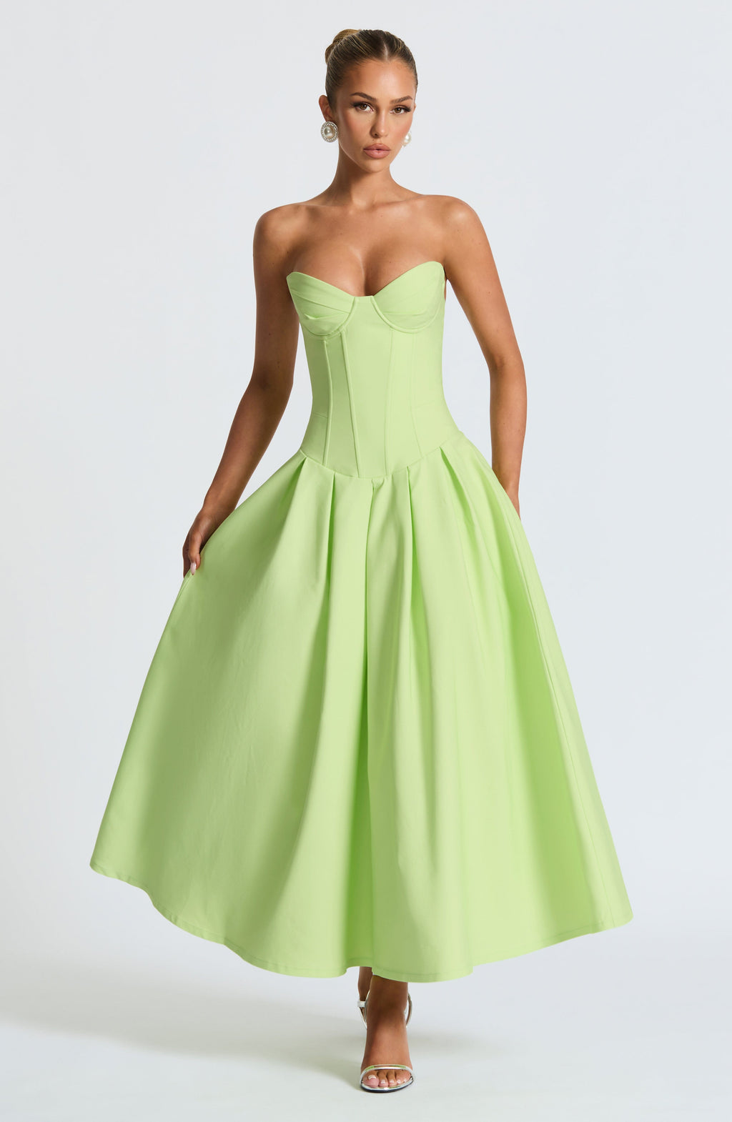 Flourenne Selma Midi Dress in Lime