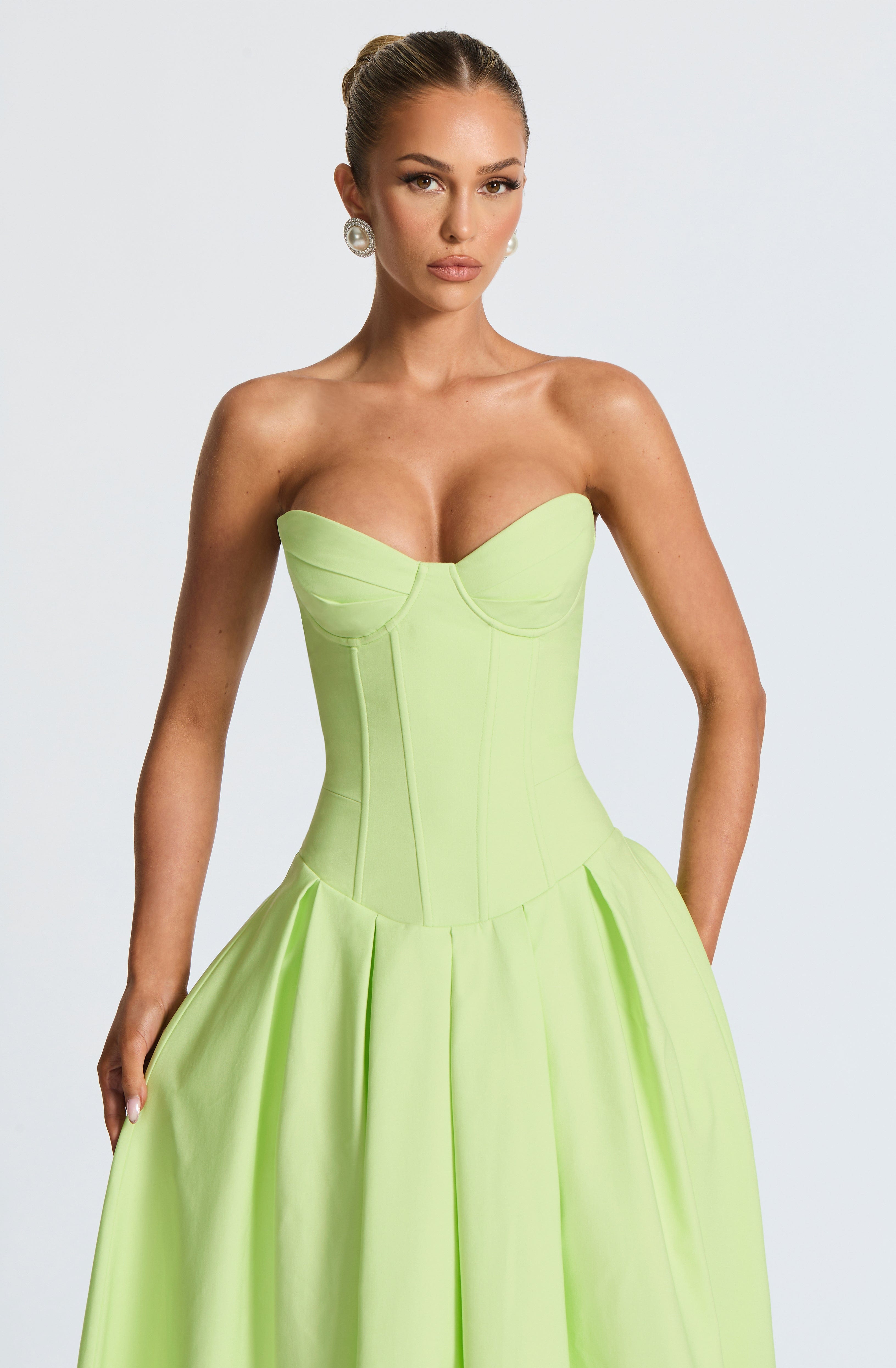 Flourenne Selma Midi Dress in Lime