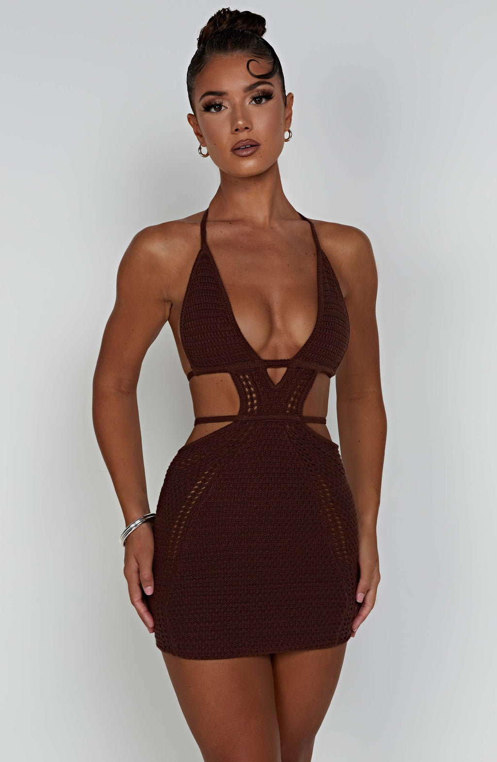 Flourenne Serena Mini Dress in Chocolate
