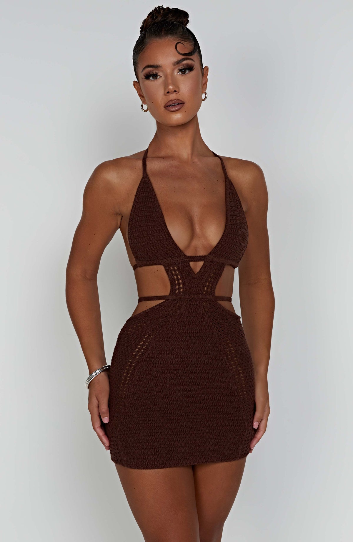 Flourenne Serena Mini Dress in Chocolate