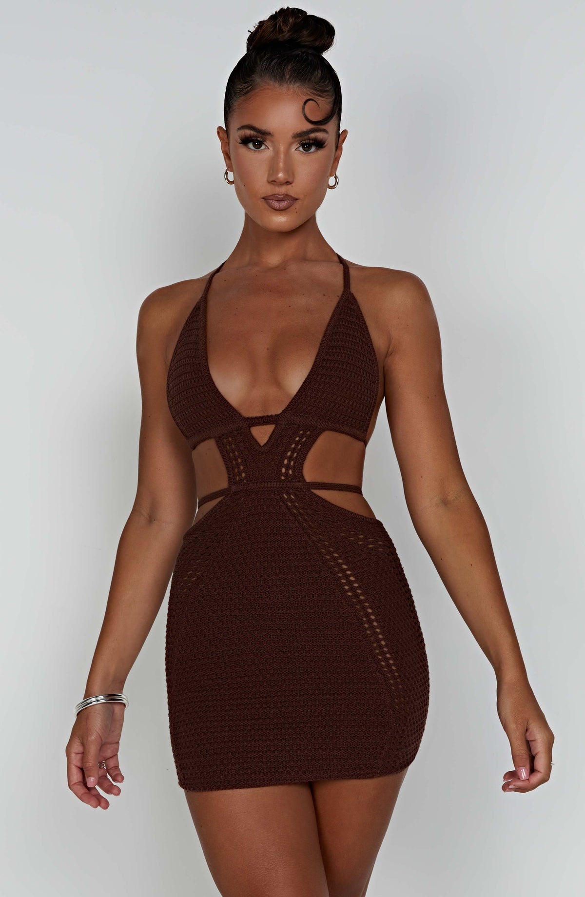 Flourenne Serena Mini Dress in Chocolate