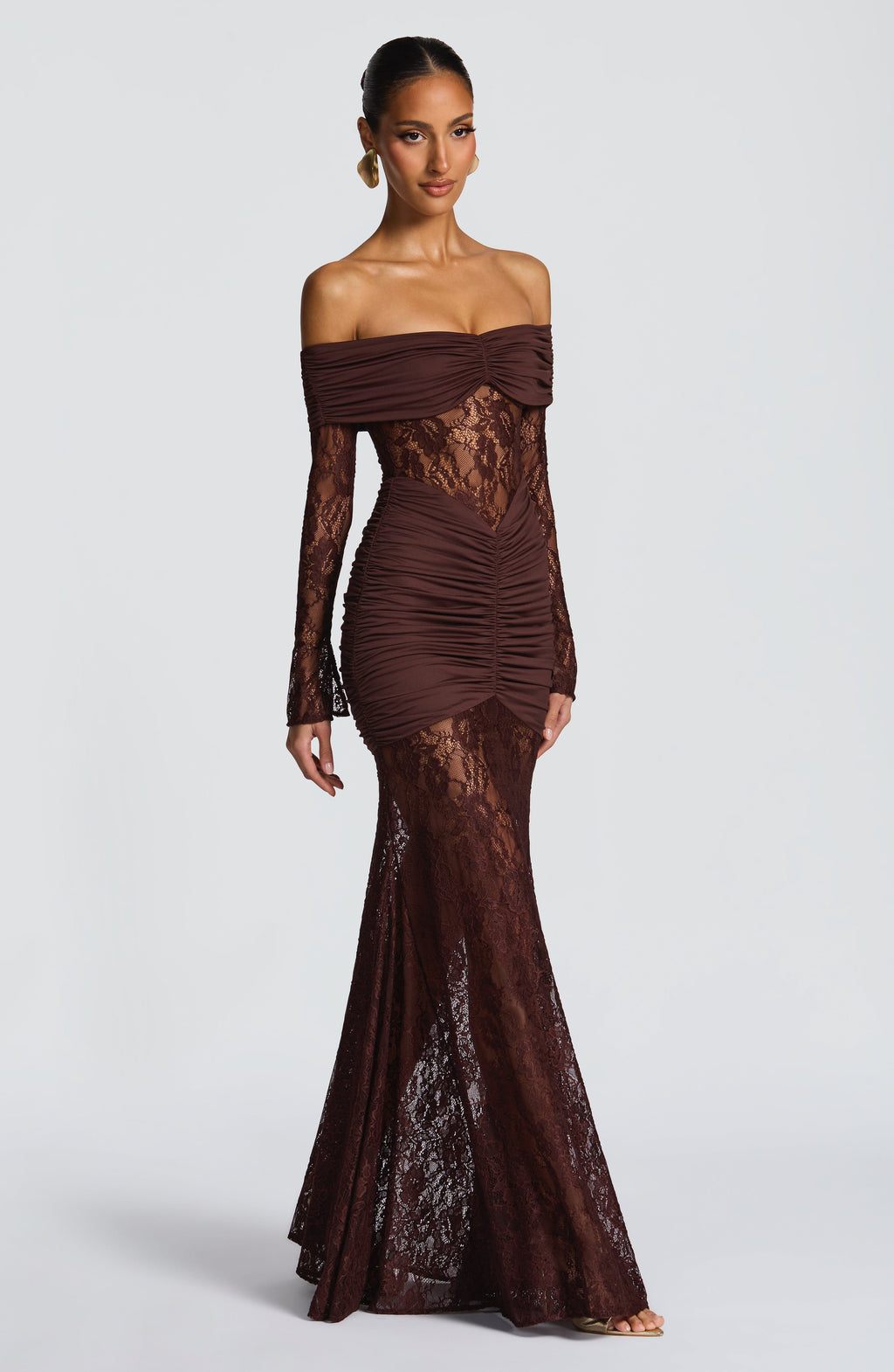 Flourenne Solene Maxi Dress in Plum Brown