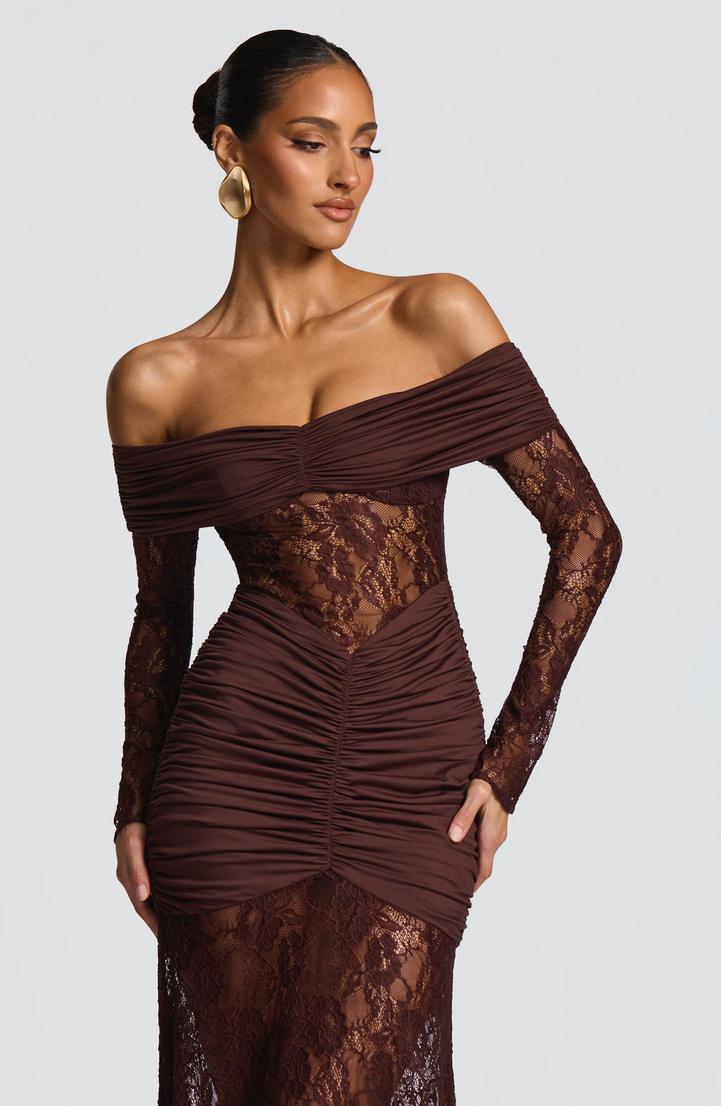 Flourenne Solene Maxi Dress in Plum Brown
