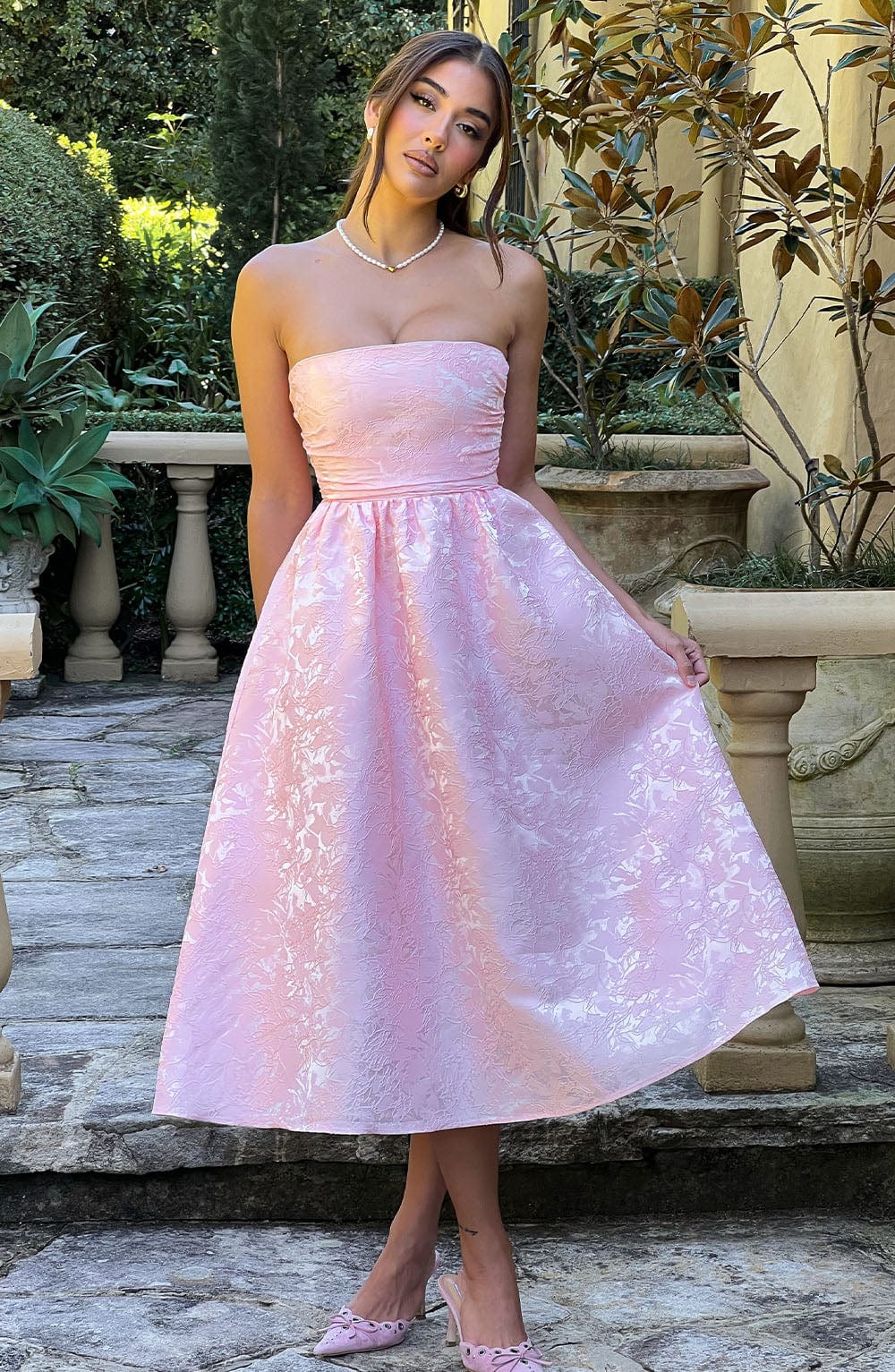 Flourenne Sorcha Midi Dress in Blush