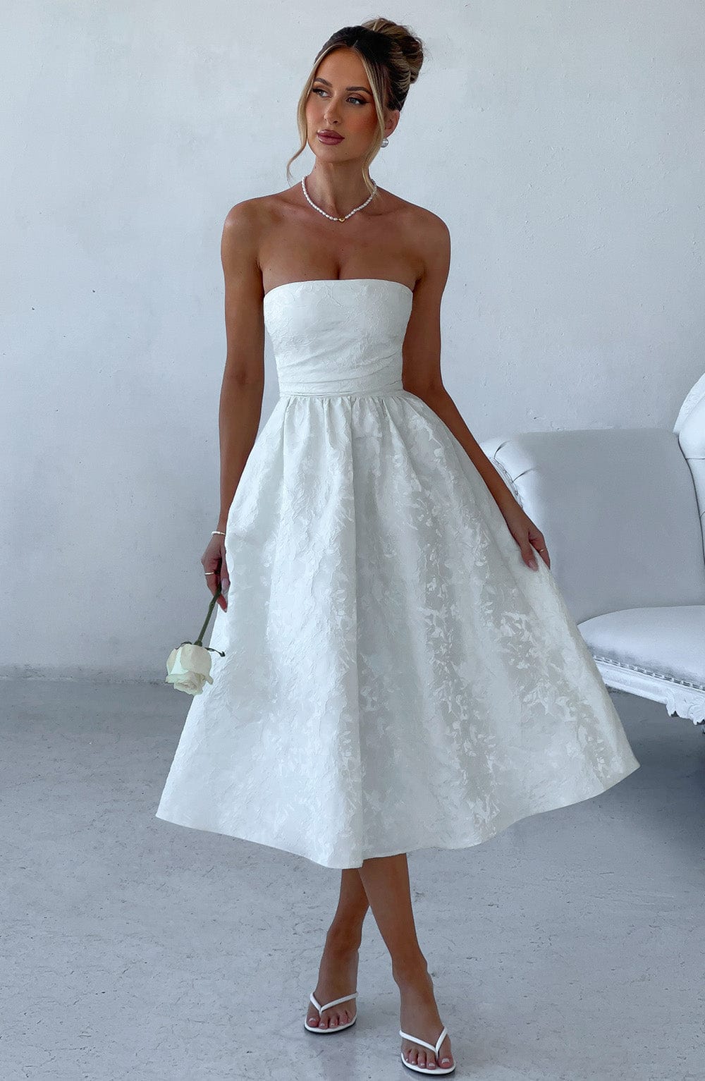 Flourenne Sorcha Midi Dress in Ivory