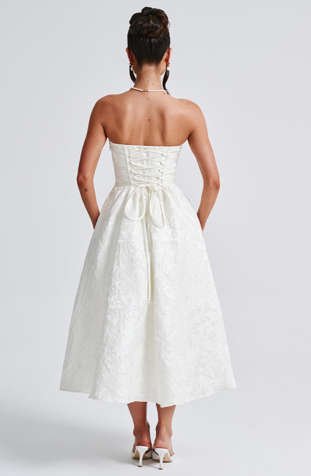 Flourenne Sorcha Midi Dress in Ivory