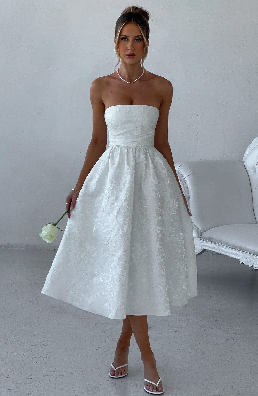 Flourenne Sorcha Midi Dress in Ivory