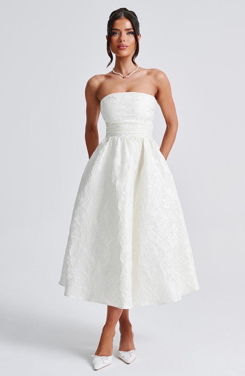 Flourenne Sorcha Midi Dress in Ivory