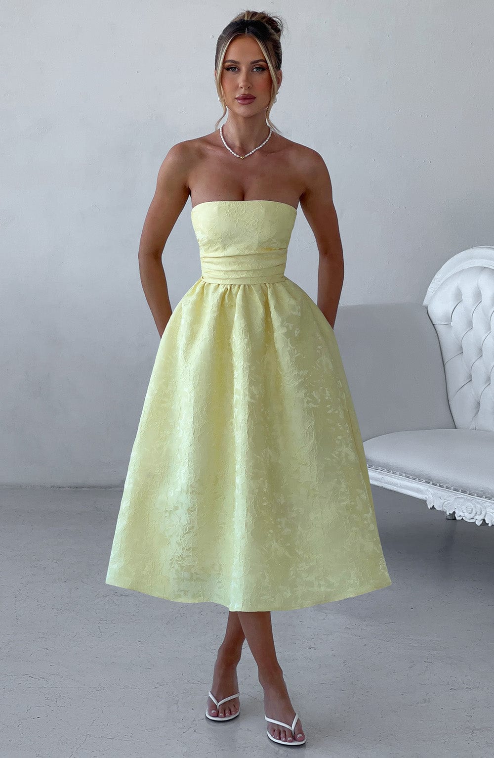 Flourenne Sorcha Midi Dress in Lemon