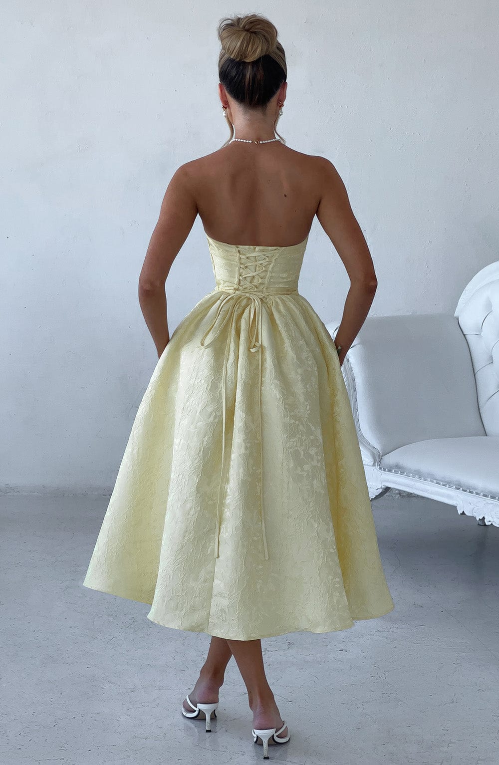 Flourenne Sorcha Midi Dress in Lemon