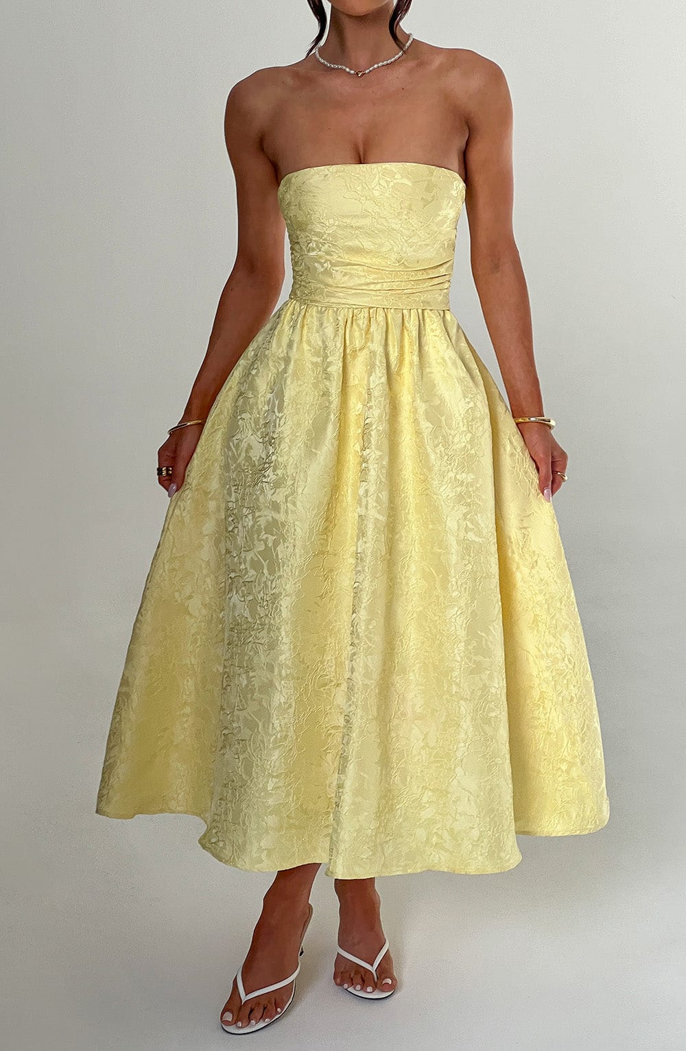 Flourenne Sorcha Midi Dress in Lemon