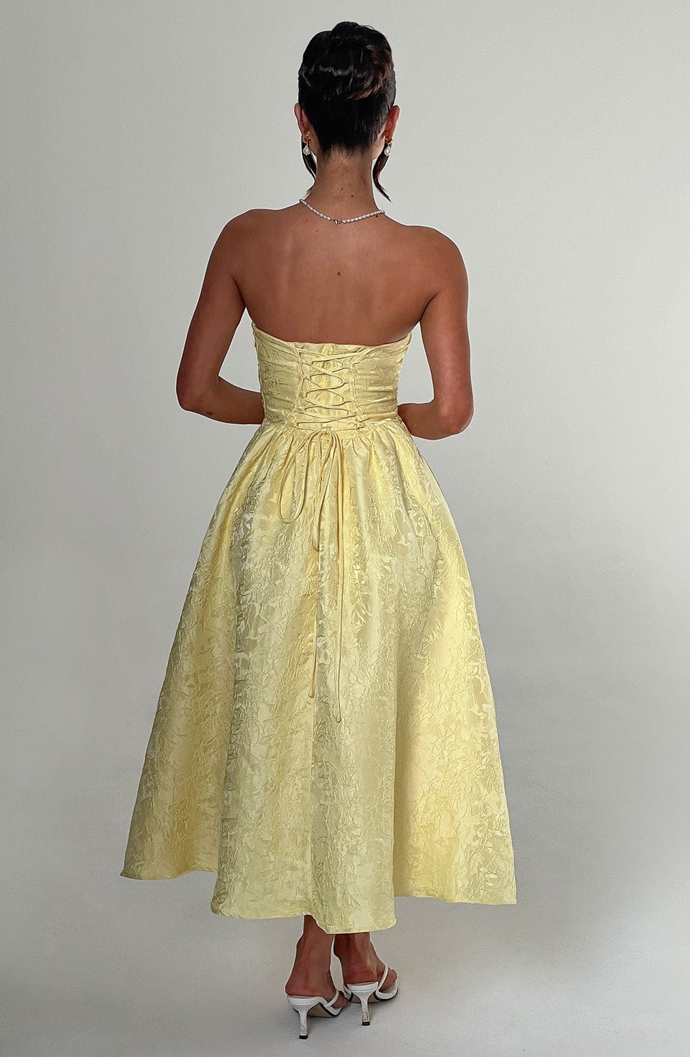 Flourenne Sorcha Midi Dress in Lemon