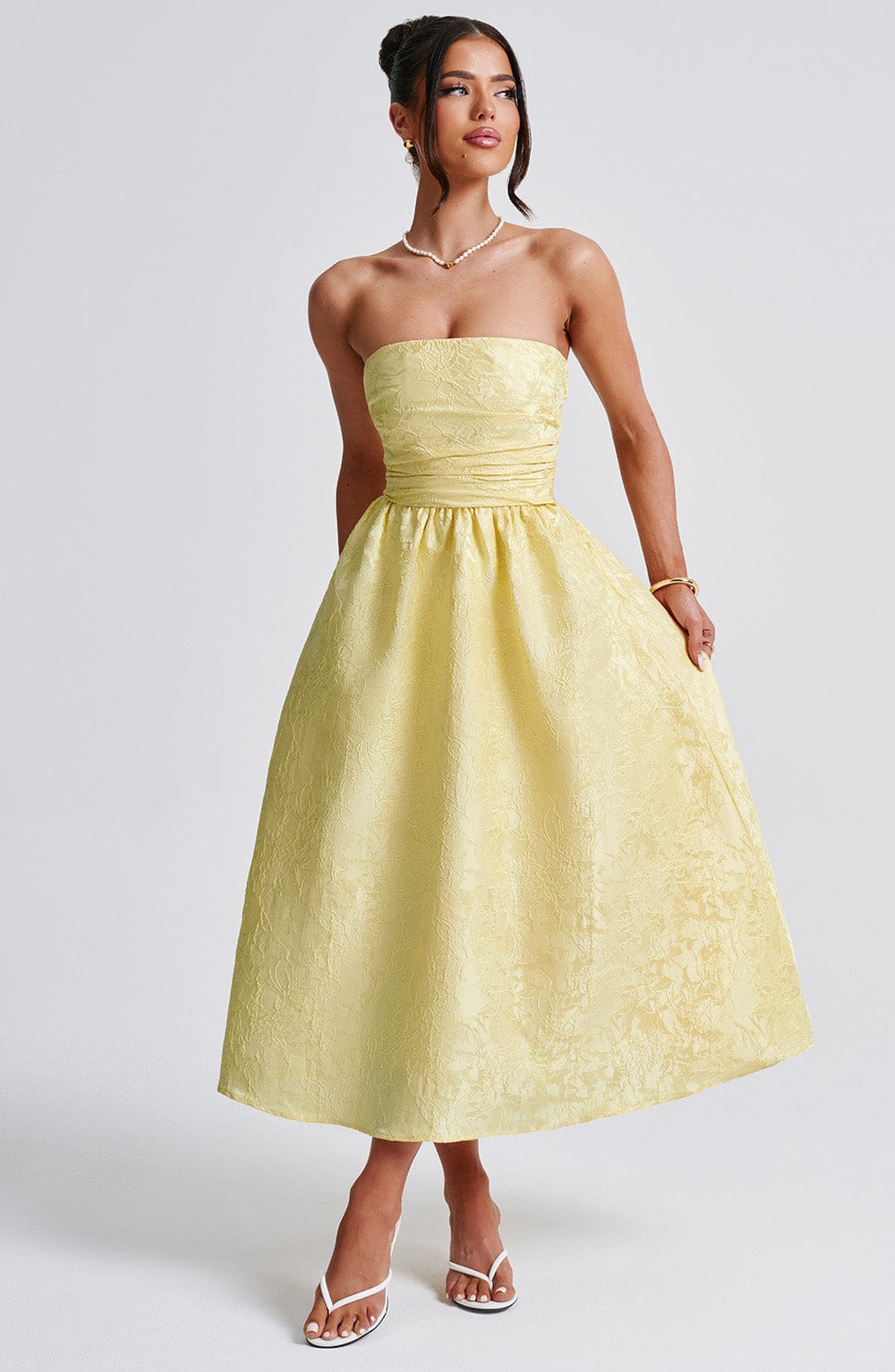 Flourenne Sorcha Midi Dress in Lemon