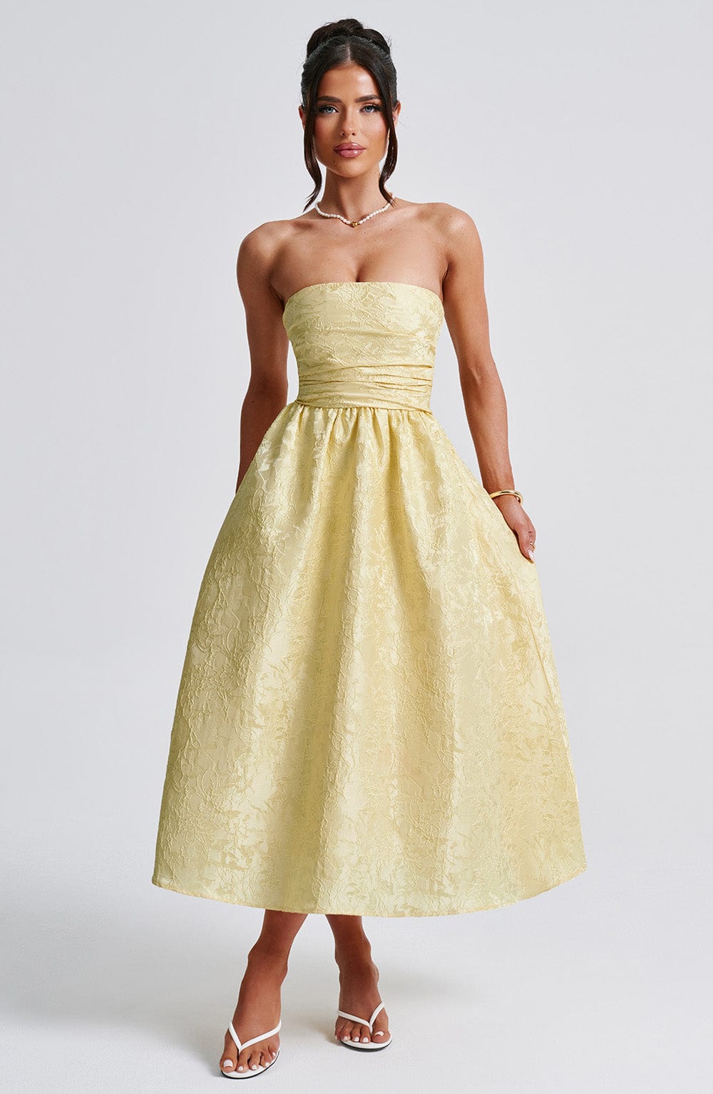 Flourenne Sorcha Midi Dress in Lemon