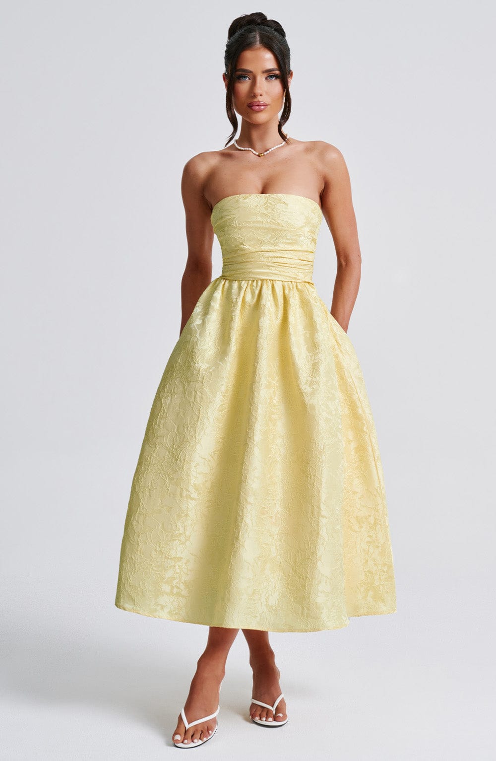 Flourenne Sorcha Midi Dress in Lemon