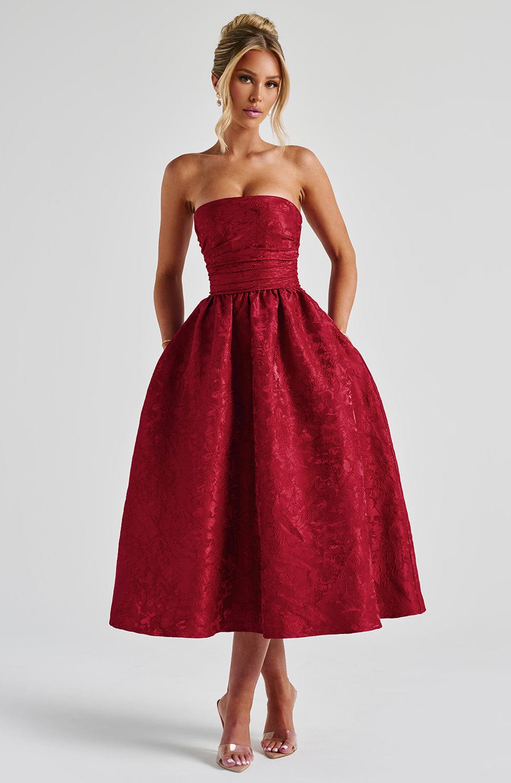 Flourenne Sorcha Midi Dress in Red