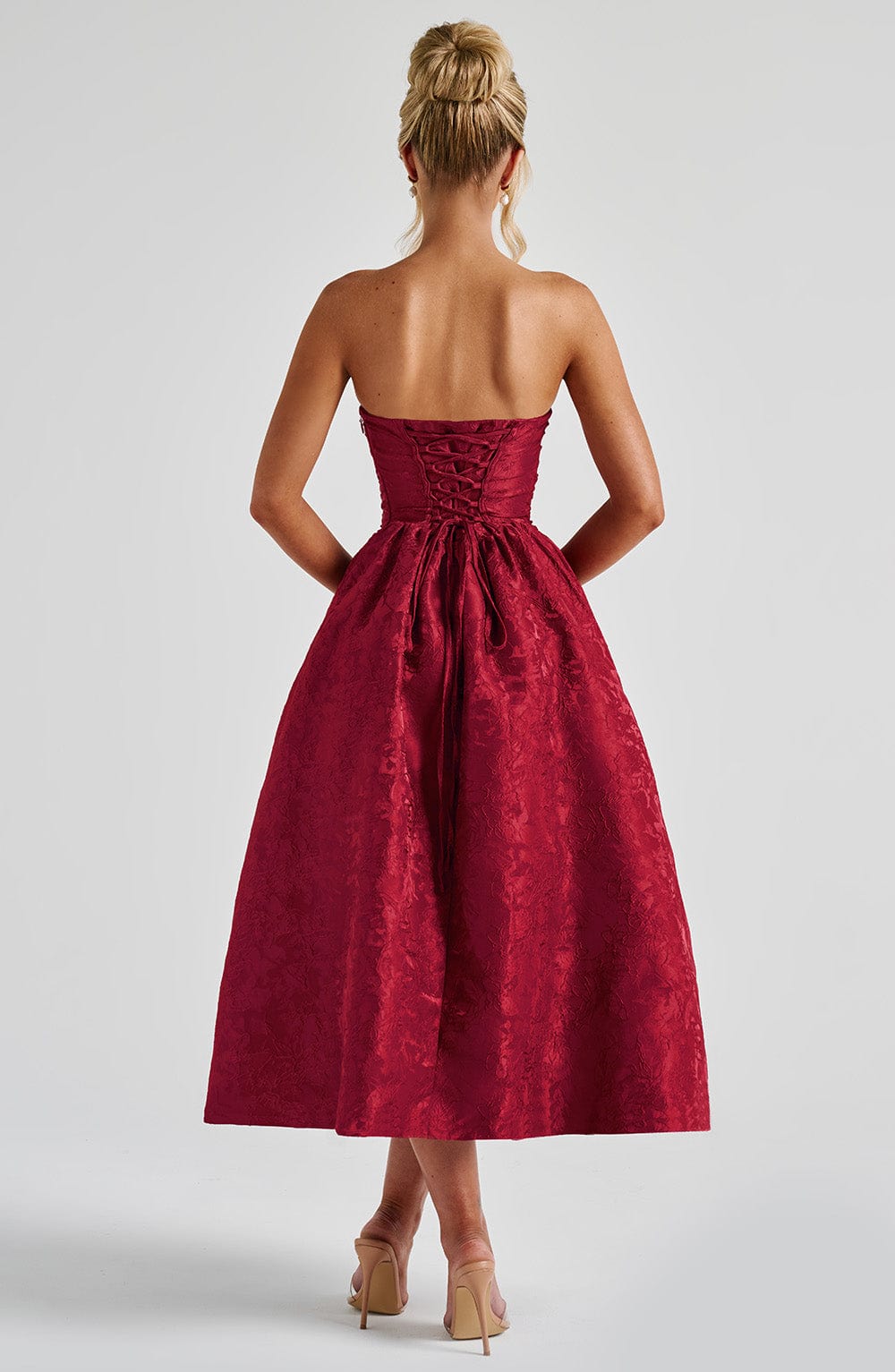 Flourenne Sorcha Midi Dress in Red